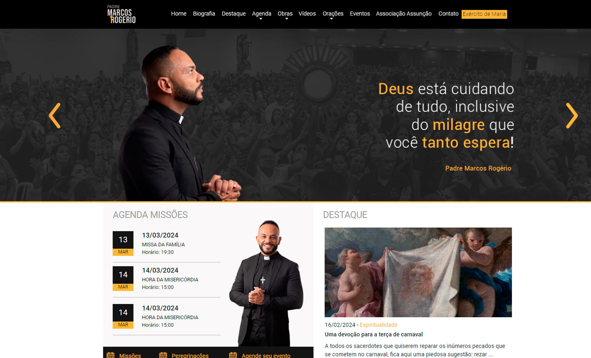 Desenvolvimento de Site Padre Marcos Rogério - AsWeb
