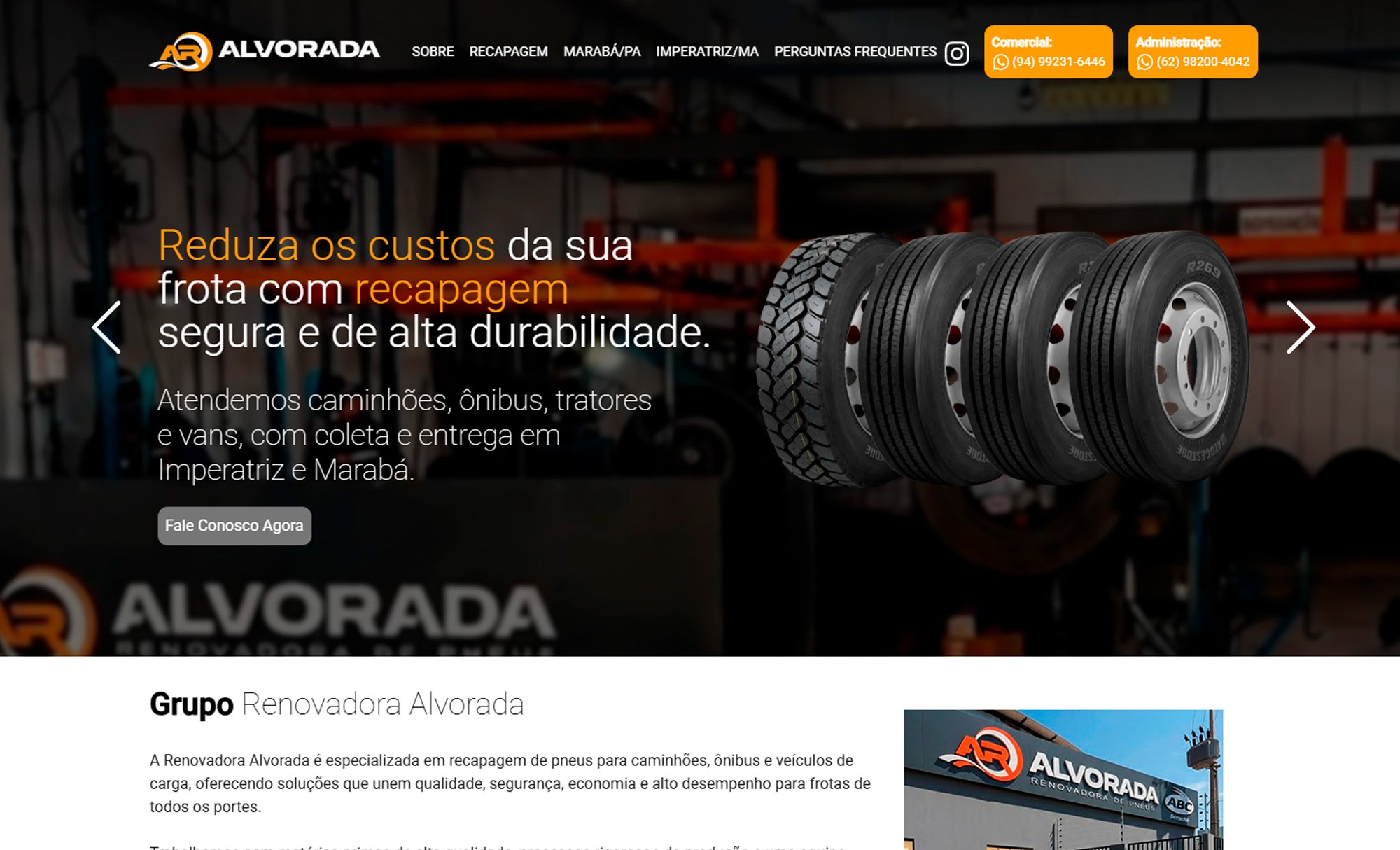 Desenvolvimento de Site Renovadora Alvorada Recapagem - AsWeb