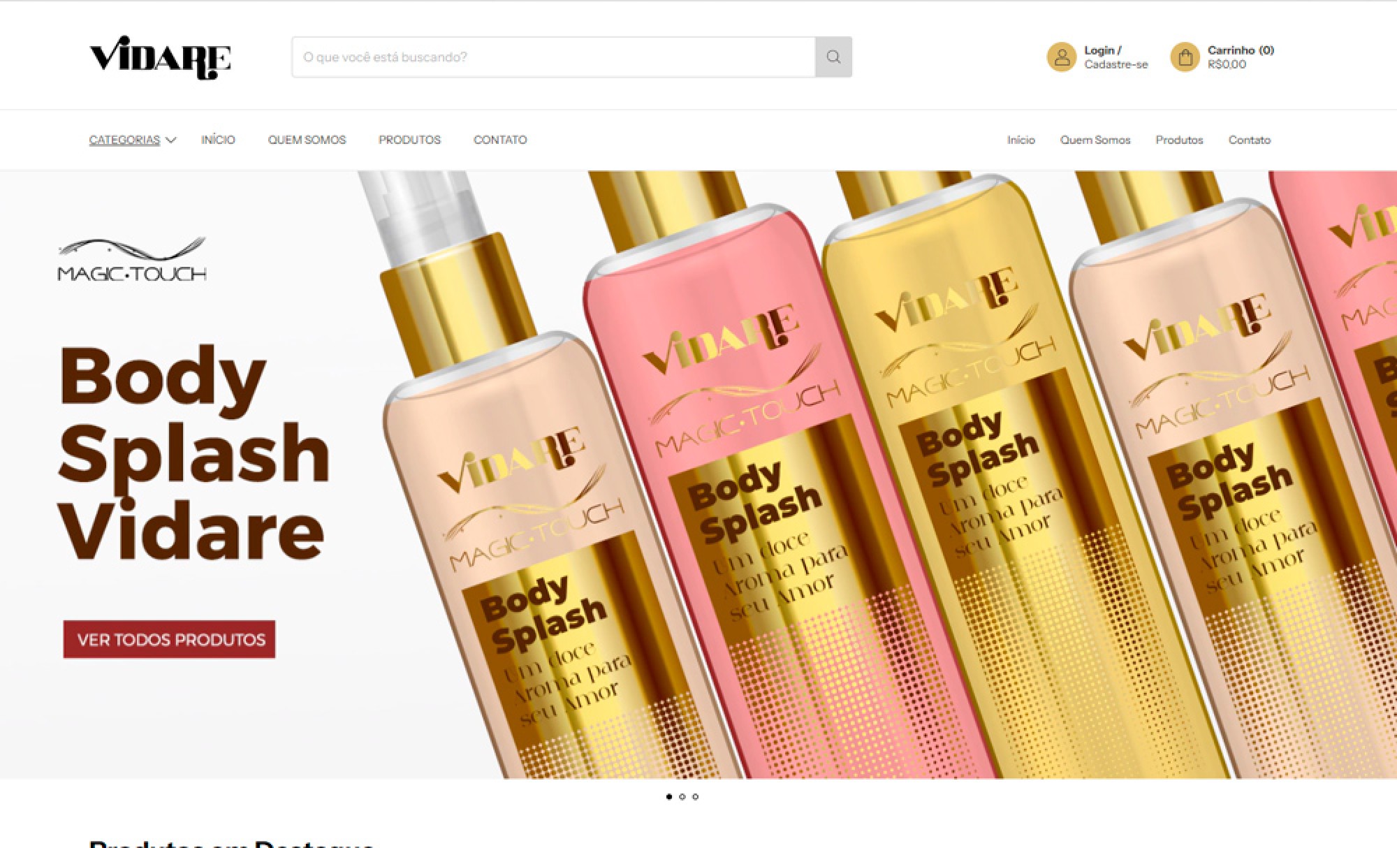 Desenvolvimento de Site Vidare Cosméticos - AsWeb