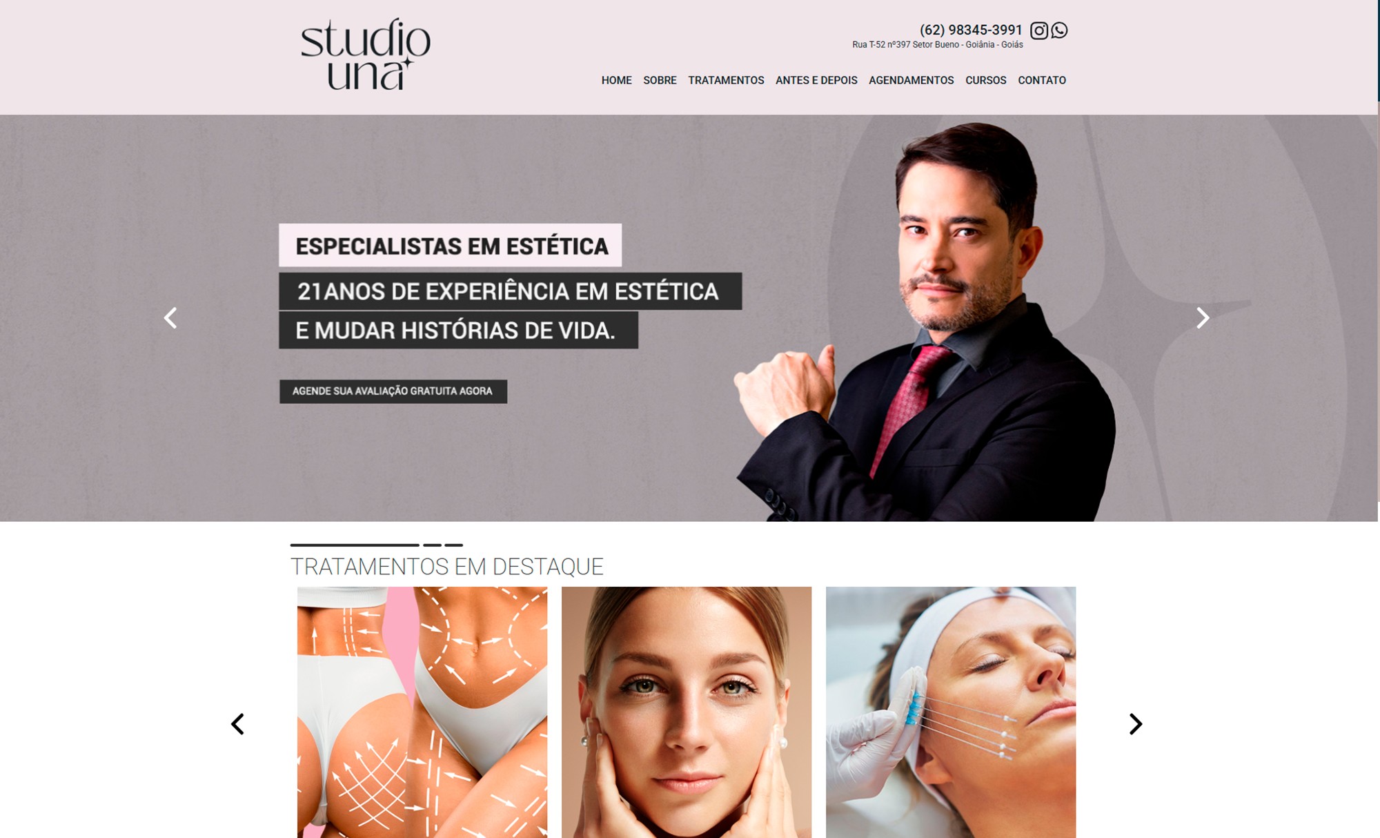 Desenvolvimento de Site Studio Una Estética - AsWeb
