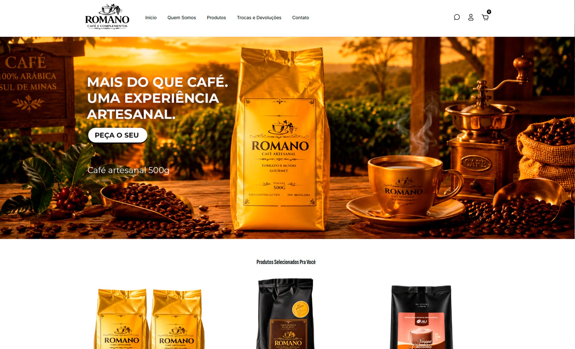 Desenvolvimento de Site Romano Café - AsWeb