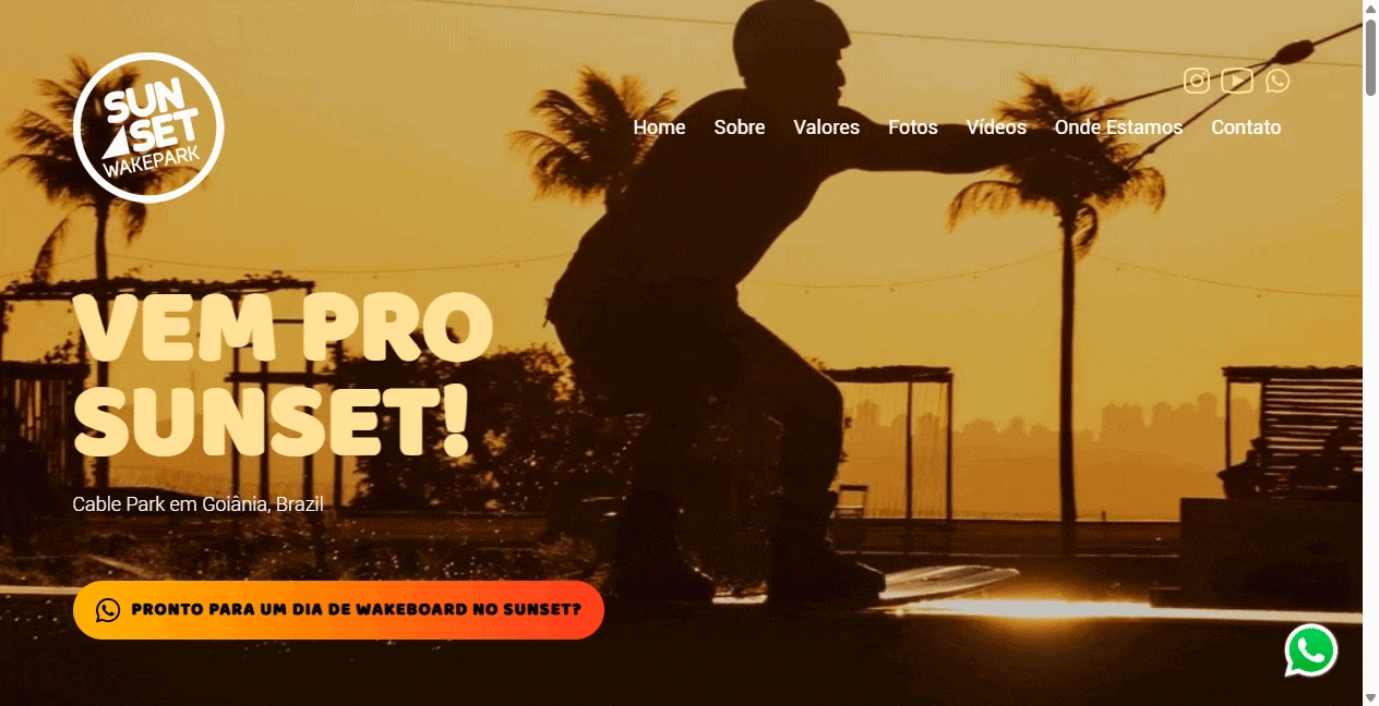 Desenvolvimento de Site Sunset Wakepark - AsWeb